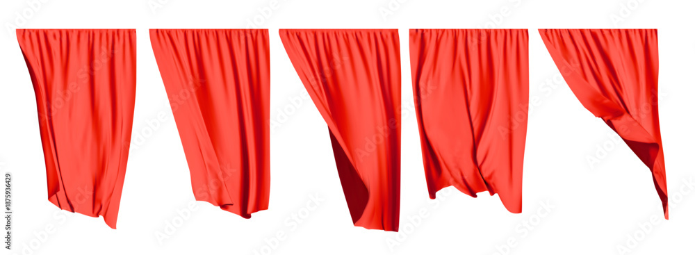Naklejka premium Red curtains realistic. Curtains and draperies interior decoration object.Vector Illustration