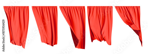 Red curtains realistic. Curtains and draperies interior decoration object.Vector Illustration