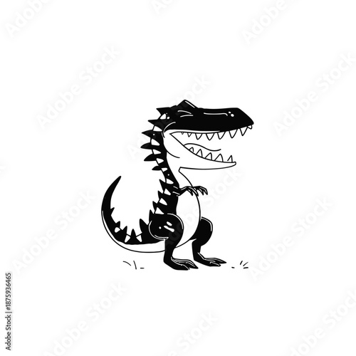 Allosaurus. Allosaurus simple black and white line art vector logo