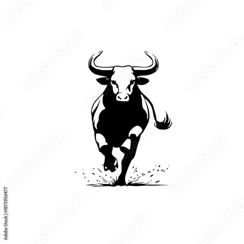 bull. bull simple black and white line art vector logo