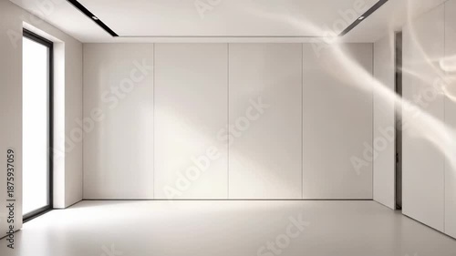 Wallpaper Mural Bright, contemporary empty room with clean white surfaces and abstract light patterns dancing on the wall. Torontodigital.ca