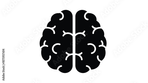 A simple black and white illustration depicting a human brain viewed from above