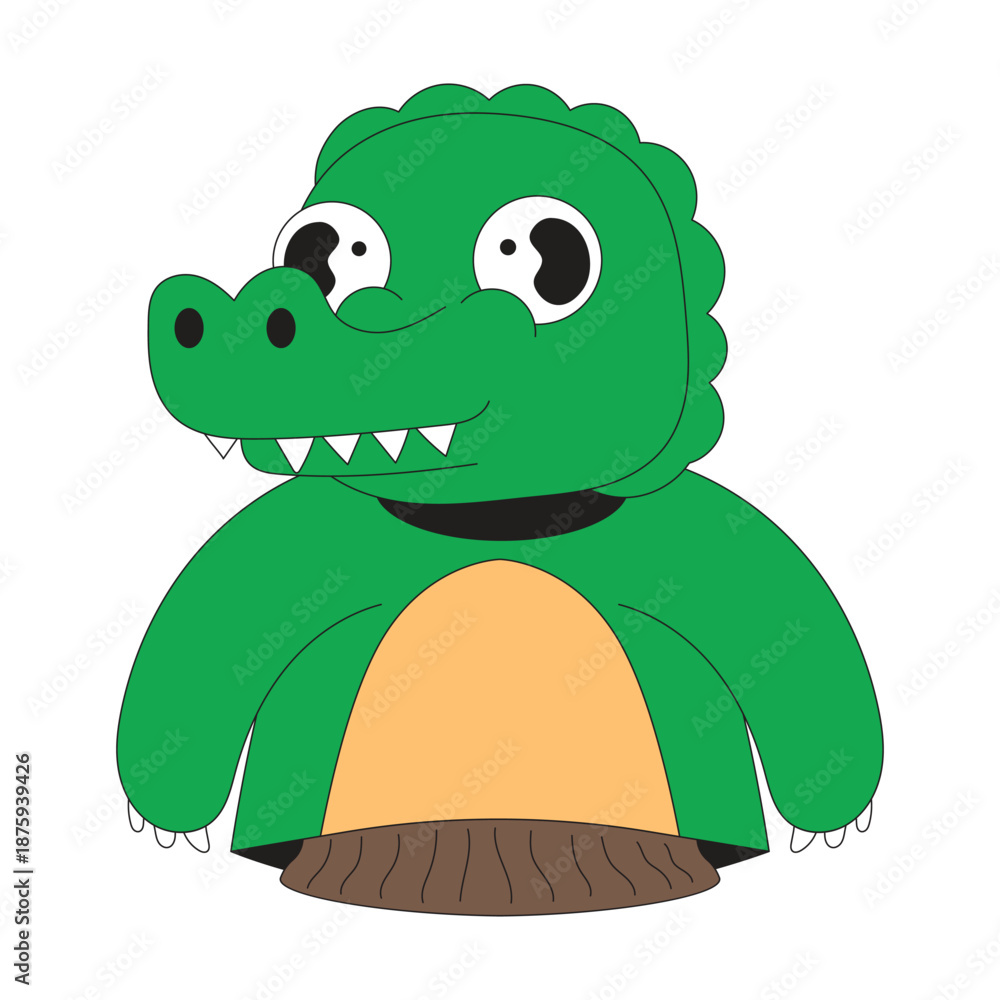 Fototapeta premium Cute animal crocodile hand puppet cartoon character illustration