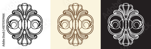 Set damask hand drawn design element vector illustrations