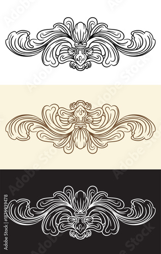 Collection of ornate vintage swirl design elements vector