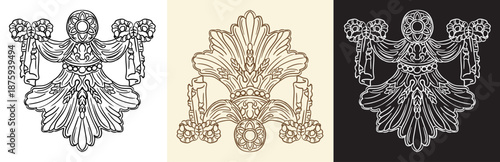 Vintage hand drawing vector design elements hanging bouquet