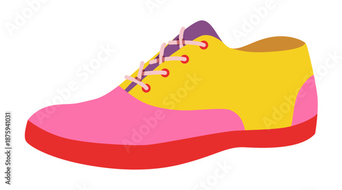 Plimsoll sneaker shoe flat. Bright playful footwear for beach day, holiday travel, weekend wardrobe for man woman unisex. Technical fashion illustration, CAD mockup smooth vector isolated trendy style