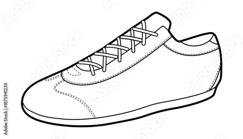 Neon running shoe single sketch. Clean sport footwear for morning jog, active rest, park workout. Technical fashion illustration, CAD mockup, clean vector woman men unisex isolated fresh style.