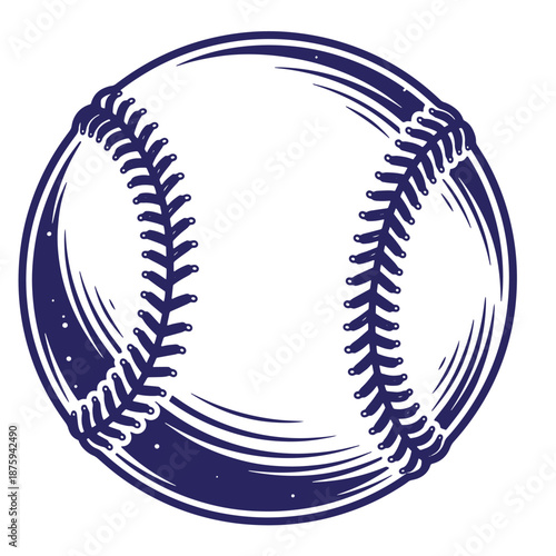 baseball illustration with stitching details isolated on transparent background
