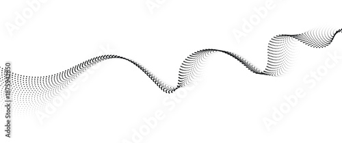 Flowing Dot Wave halftone gradient pattern on transparent background	
