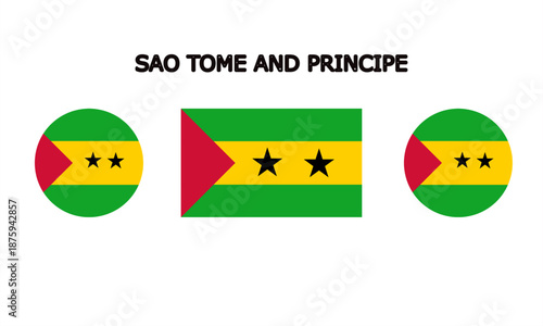Sao Tome and Principe flag in circle and rectangle shape, Sao Tome and Principe flag in high quality