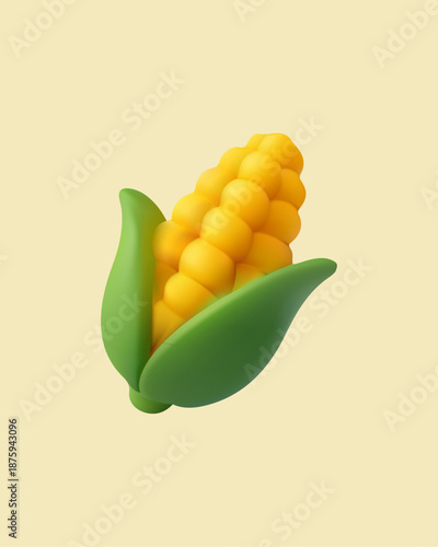 3D yellow corn vector design object