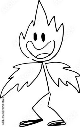 A cheerful plant with a friendly face, drawn with crooked grunge lines. Perfect for fun, kids projects, or nature themed designs