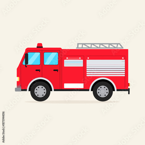 Red fire truck on a plain background