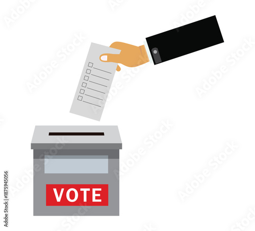 Hand putting voting paper in the ballot box, Election Concept, vector design