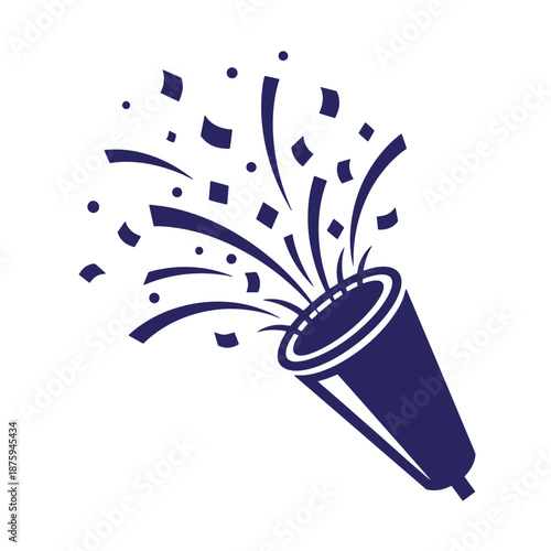 confetti popping out of party horn isolated on transparent background for celebration and festive event