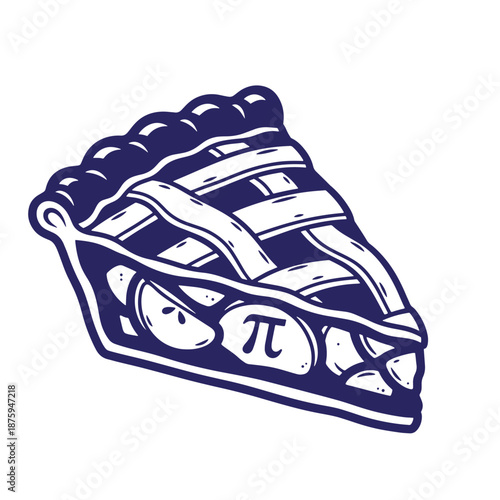 slice of blueberry pie with pi symbol on isolated transparent background