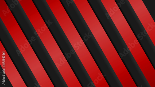 The image shows a pattern of black right oblique diagonal lines on a gradient red background. The slanted arrangement of the lines creates a dynamic, moving and energetic impression. The contrast of r