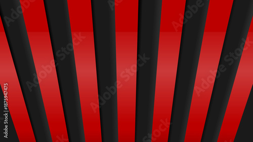 The image displays a pattern of black vertical lines neatly arranged and repeating over a gradient red background. The black lines appear thick and parallel, creating a firm, symmetrical and orderly i