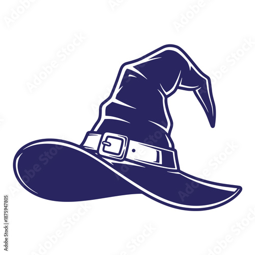 witch hat with buckle and strap on transparent background