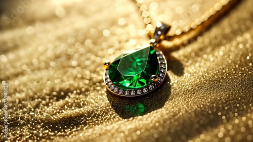 Emerald pendant on gold