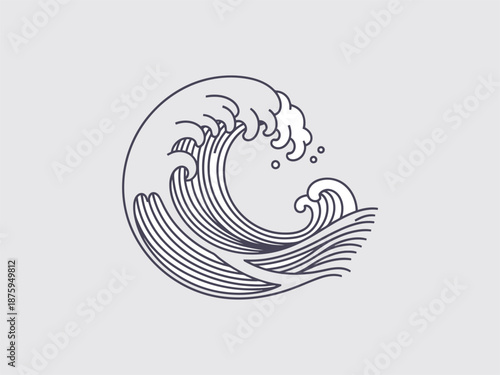 Simple Line Drawing of Ocean Wave.