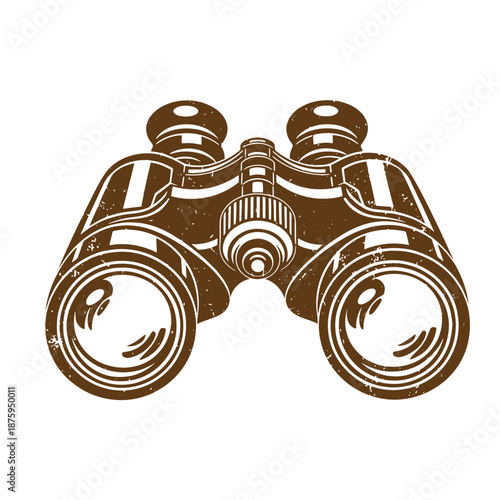 Drawing Vintage Brown binoculars illustration with white background  optical instrument for observing distant objects