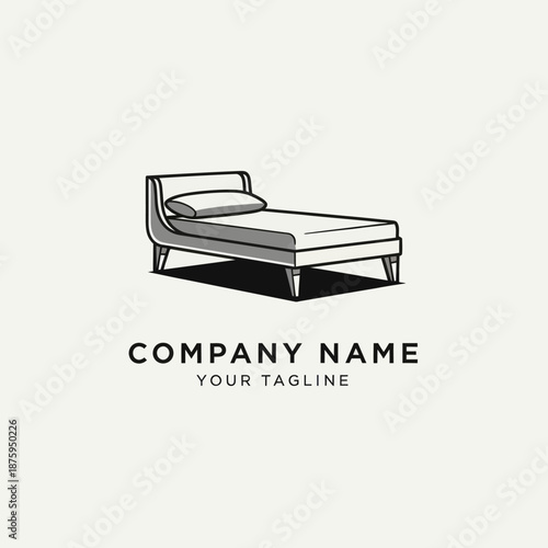 Minimalist Bed Illustration for Furniture Company Logo Design.