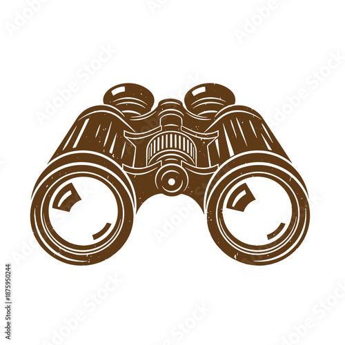 Drawing Vintage Brown binoculars on white background  outdoor exploration tool for nature and wildlife observation