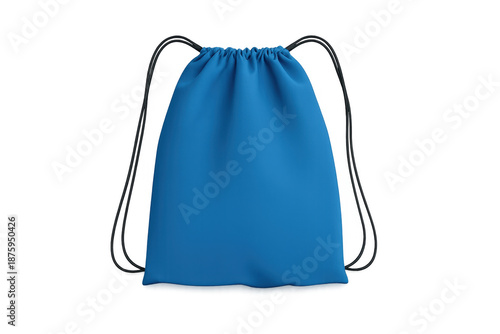 Blue drawstring bag template for branding mockup