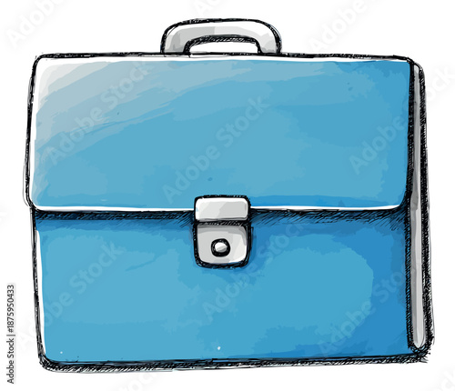 Hand drawn line art illustration of a briefcase depicting a classic work accessory for business professionals