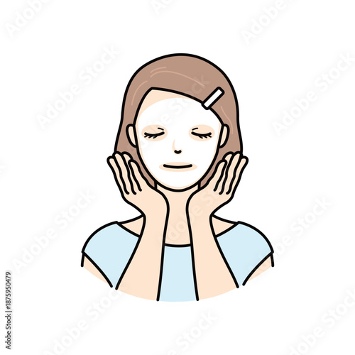 Senior woman applying white face mask pack for aging care