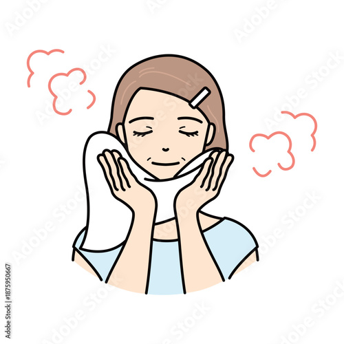 Senior woman relaxing with a warm steamed towel on her face