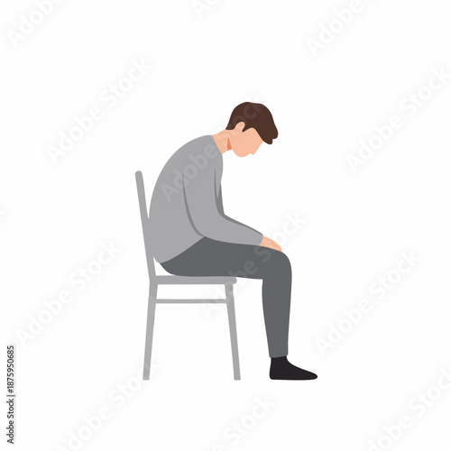 Minimalist Illustration of a Man Sitting in Chair with Bad Posture