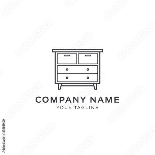 Minimalist Dresser Illustration - Clean Line Art for Furniture Design and Home Decor.