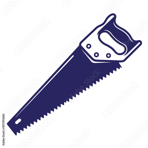 hand saw tool with serrated blade and handle isolated on transparent background