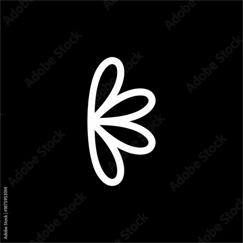 Fluid, continuous monoline loops forming a soft organic letter K silhouette.