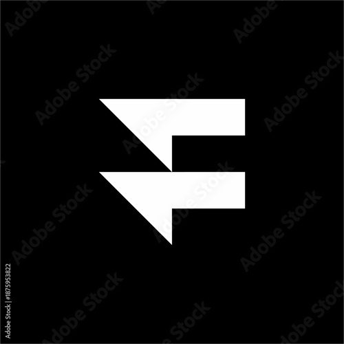 Dual sharp, flag-like geometric shapes forming a futuristic and bold letter F.