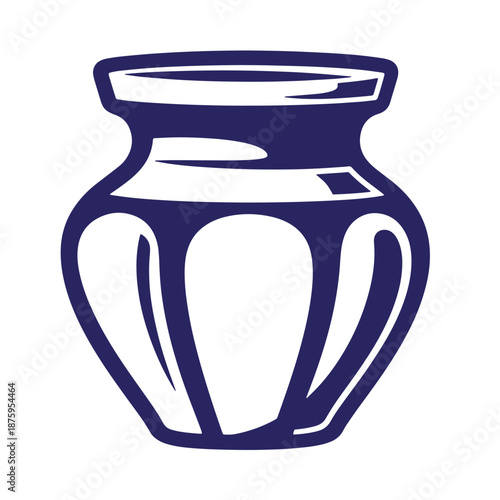 simple blue graphic illustration of a ceramic vase isolated on transparent background