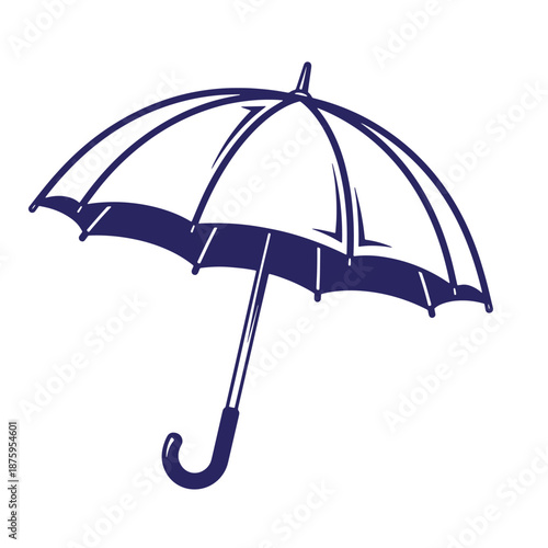 simple blue umbrella illustration isolated on transparent background for rainy day use
