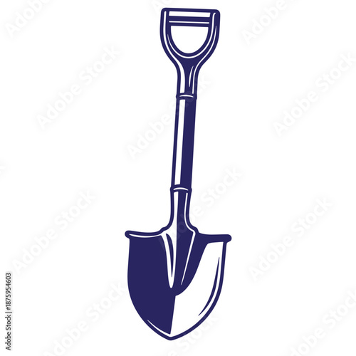 simple blue shovel icon isolated on transparent background for gardening and construction
