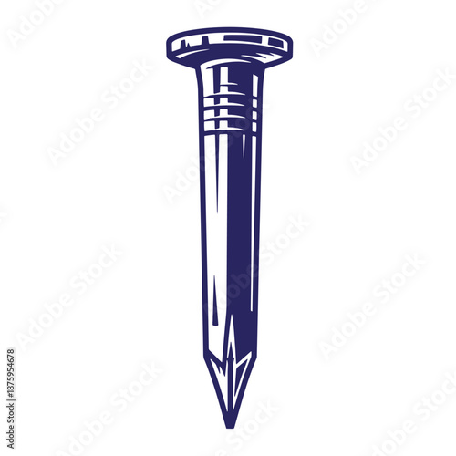 single blue screw illustration isolated on transparent background