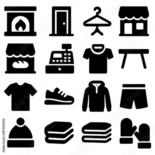Essential Icons for Retail and Everyday Living: A collection of simple, bold icons perfect for a variety of uses.