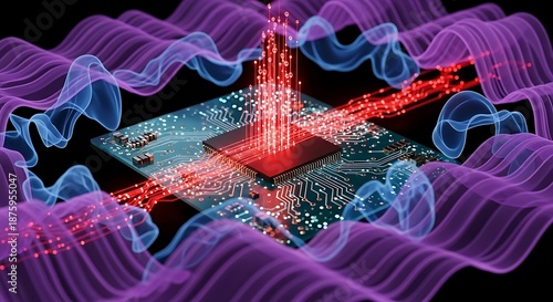 Integrated Circuit with Data Signals and Electromagnetic Field Waves