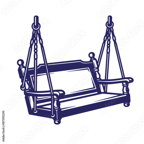 vintage wooden swing hanging from chains