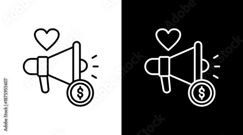 Charity Campaign Outline White Icon Set Design