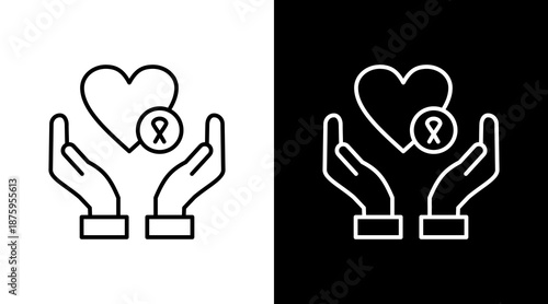 Charity Awareness Outline White Icon Set Design