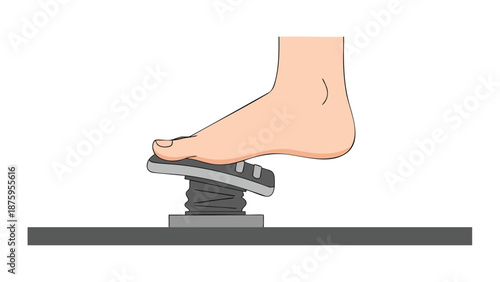 Foot pressing on a vintage-style foot pedal in a creative workspace setting showcasing functionality and design
