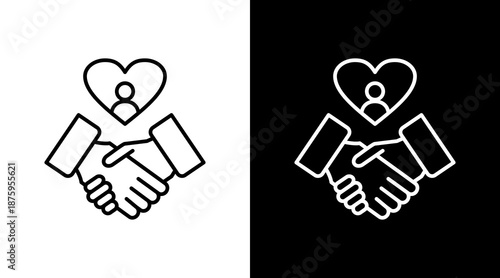 Charity Partnership Outline White Icon Set Design