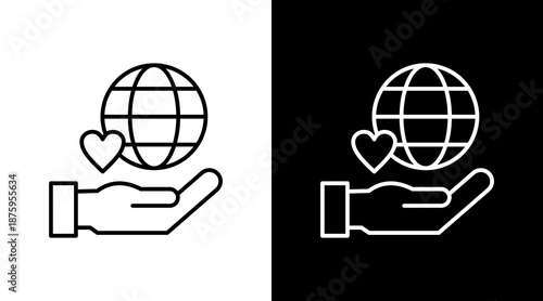 Nonprofit Support Outline White Icon Set Design